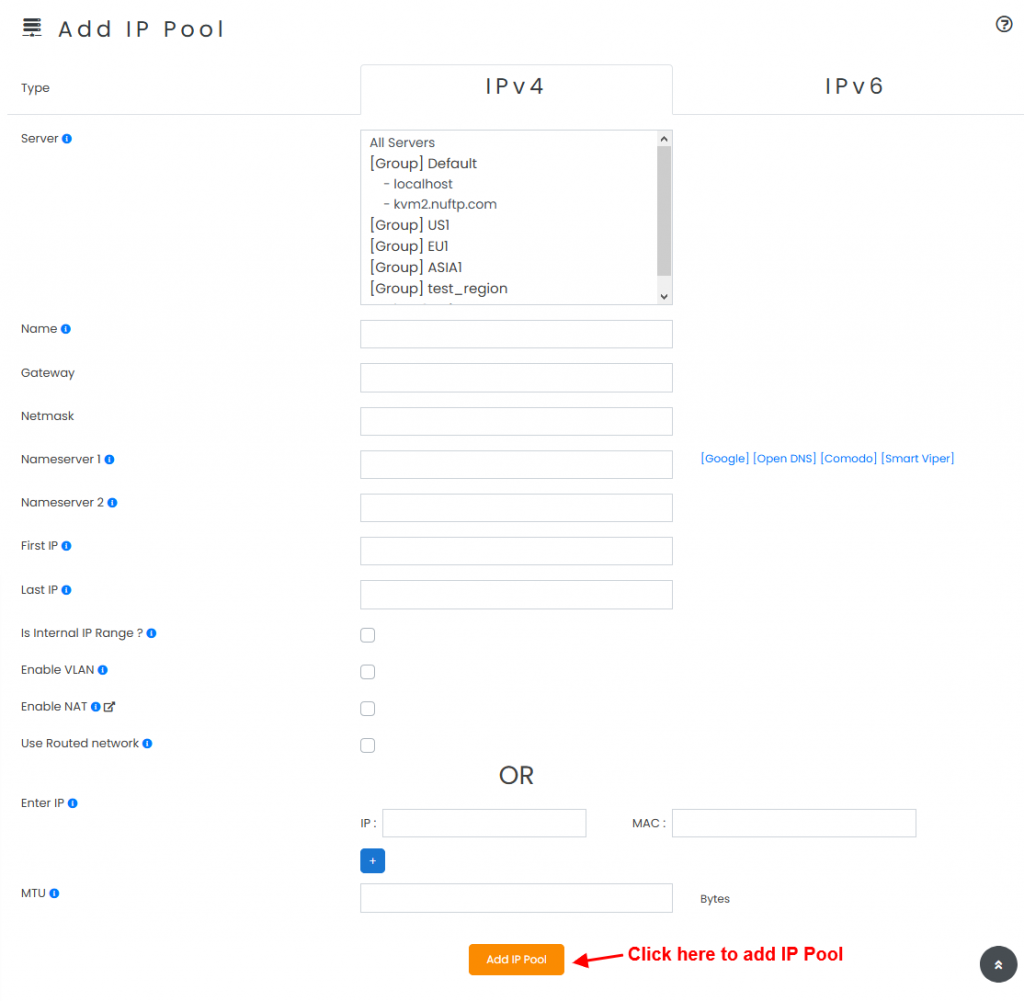 Add IP Pool – Virtualizor
