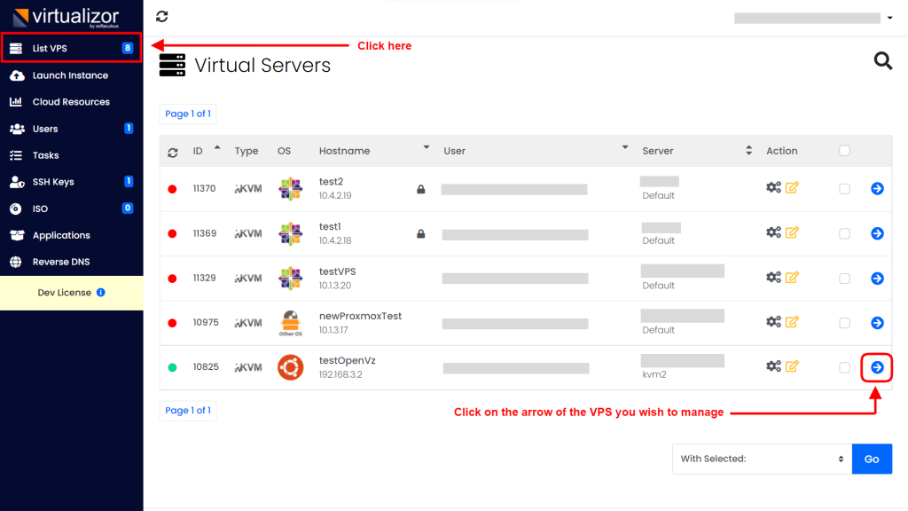 Manage VPS - Virtulizor Cloud