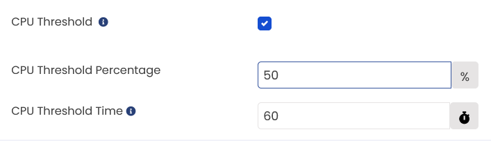 CPU Threshold and Percentage