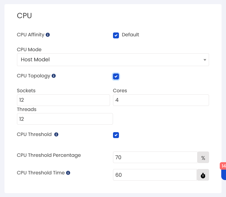 CPU advanced settings