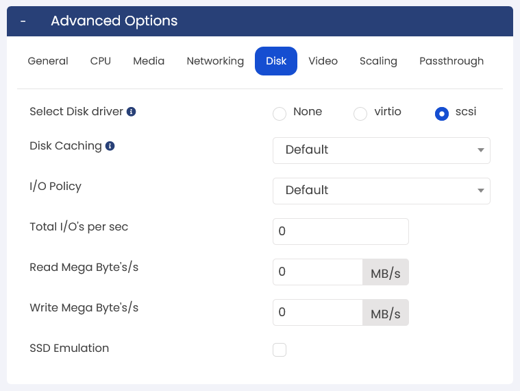 Disk Settings