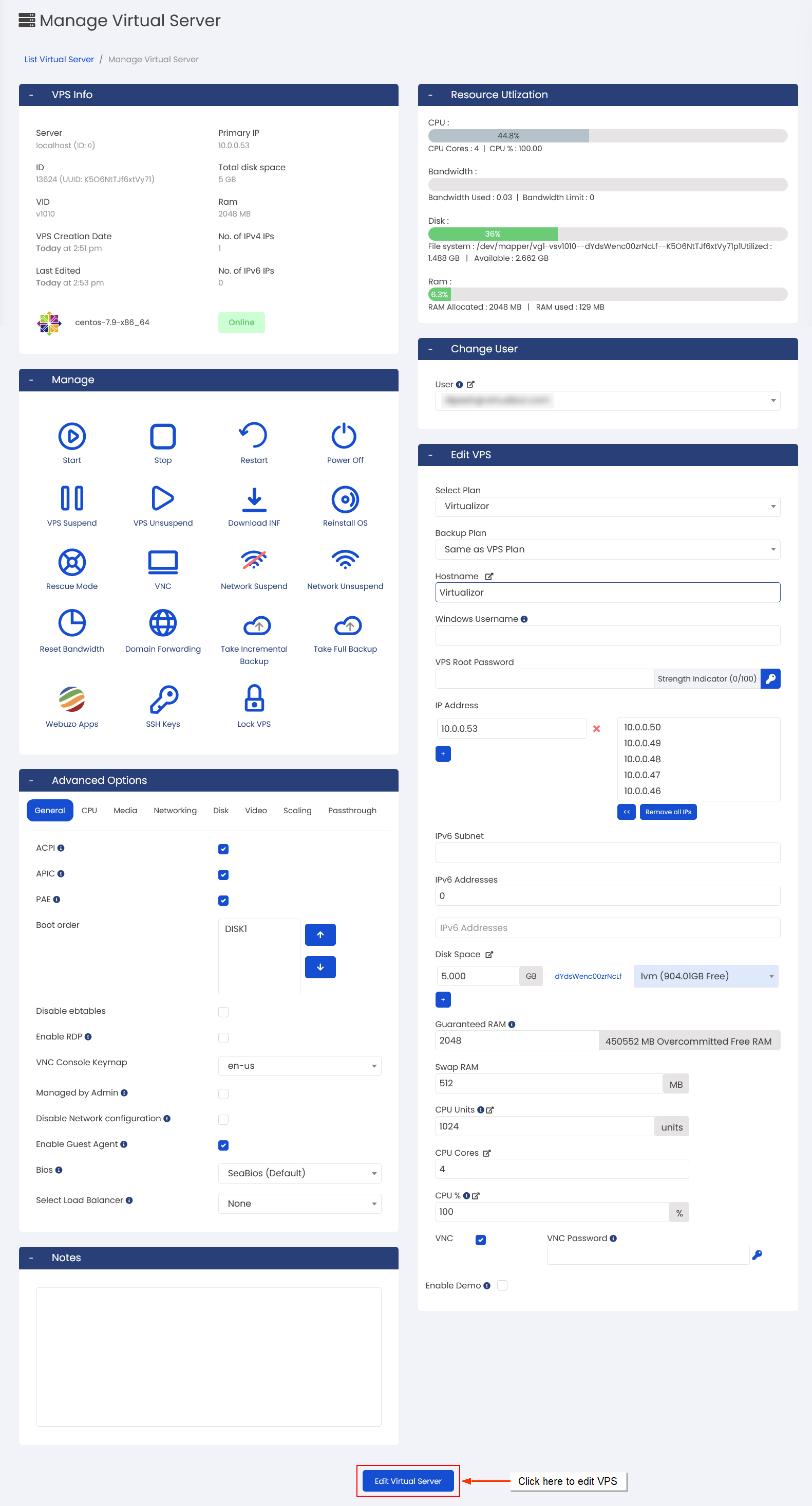 Manage VPS update