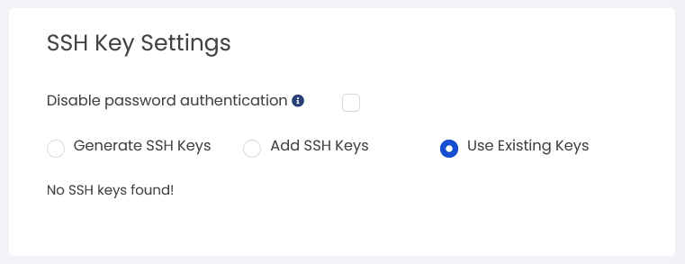 SSH key settings