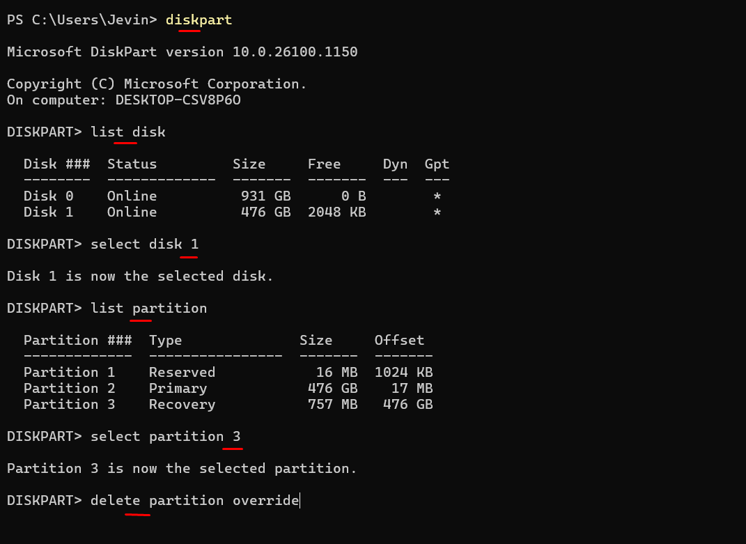 recovery-partition-delete