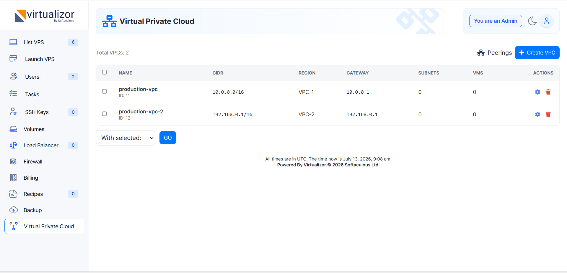 List VPC - Enduser